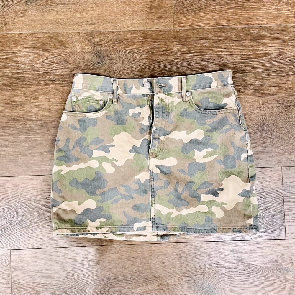 Camo denim skirt